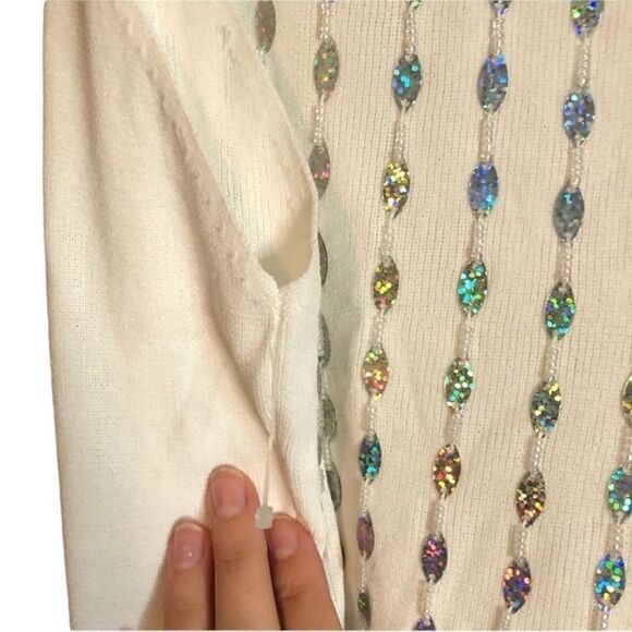 Cal fashions white glittery beaded tank top - Picture 9 of 10